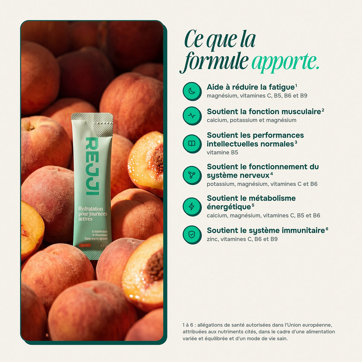 Ce que la formule REJJI apporte : allégations par nutriment